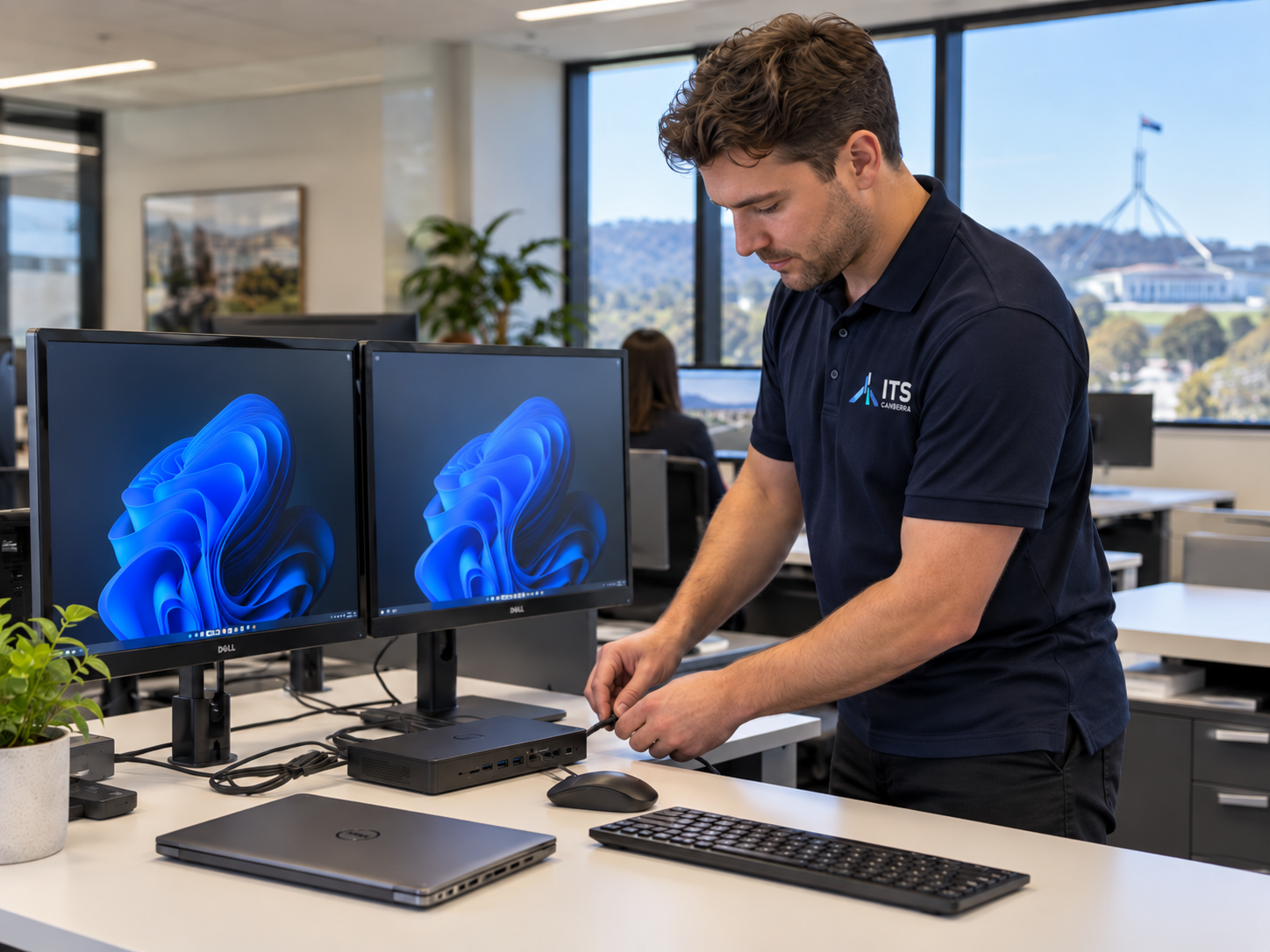 Business team using Microsoft 365 in a Canberra office